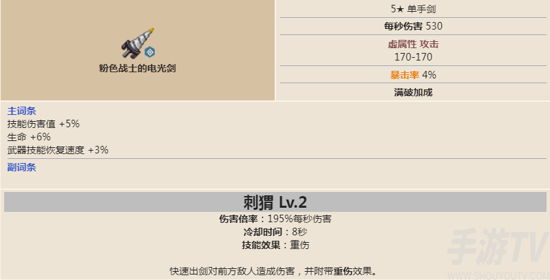 坎公骑冠剑粉色战士的电光剑是谁的专武 粉色战士的电光剑有用吗怎么获得