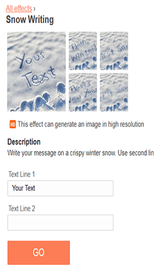 photofunia雪地写字生成器截图