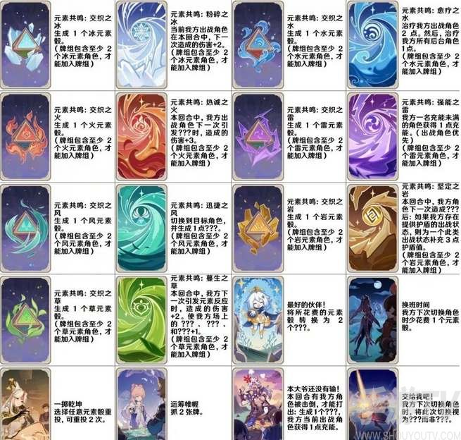 原神七圣召唤卡牌图鉴合集