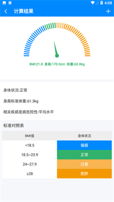 BMI指数计算器截图