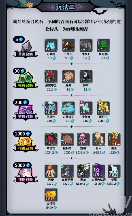 魔物召唤游戏 魔物召唤游戏