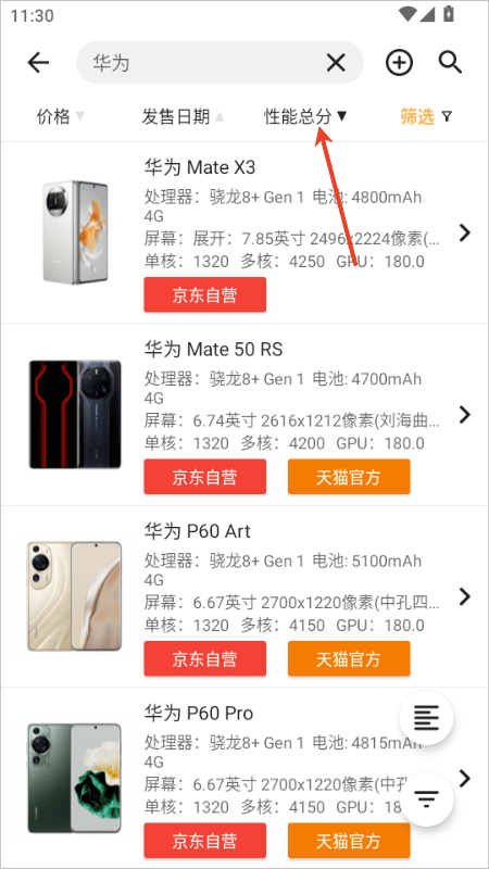 手机性能排行