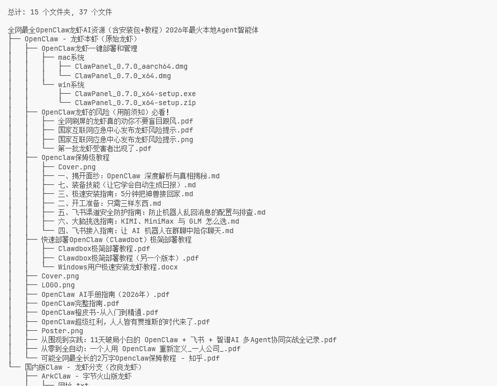 真实OpenClaw龙虾AI资源指南（含安装包+教程）